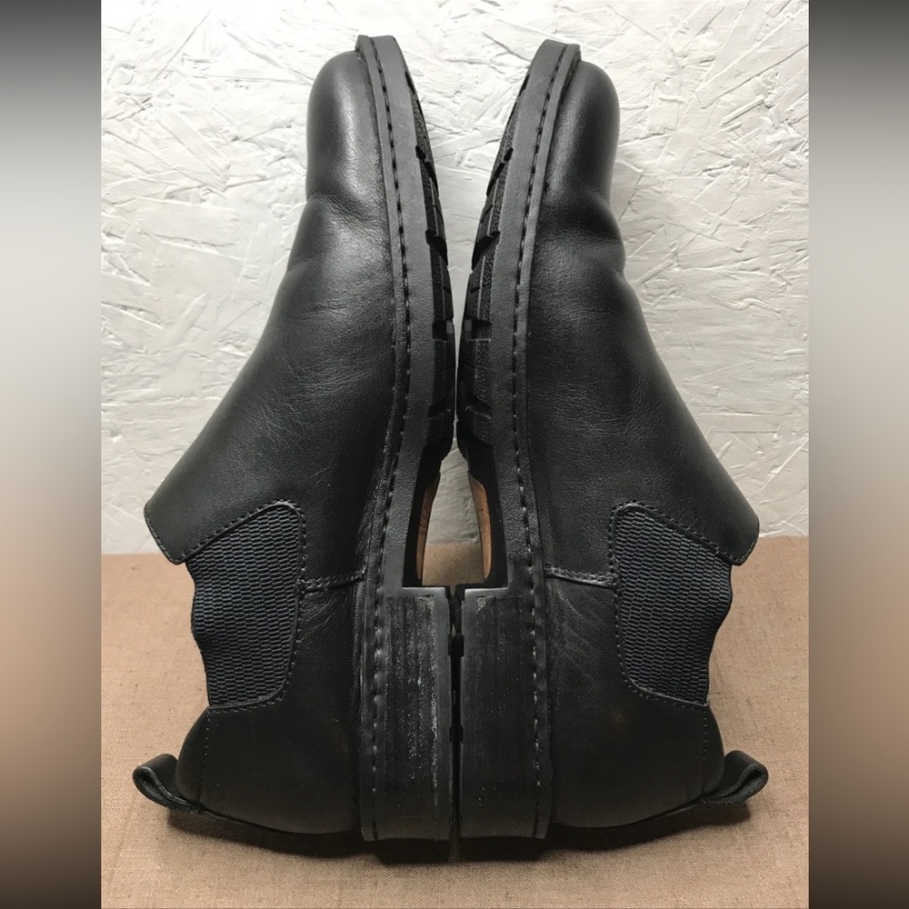 Rare Born Men’s Chelsea-Style Shoes Black Leather Size 10.5M Slip-On Double Gore - Picture 7 of 13